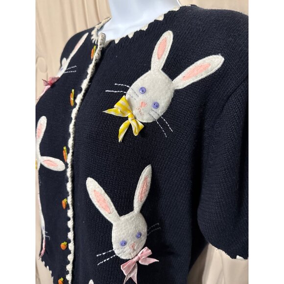 Vintage Marisa Christina Rabbit Bunny Easter Cardigan Sweater Large - Picture 2 of 5